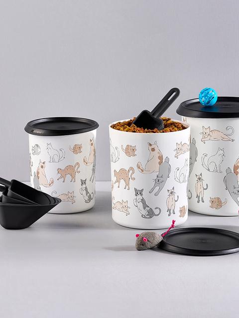 Tupperware Tupper®Pets  One Touch® Canister & Scoop Set/Cozy Cats Best Seller